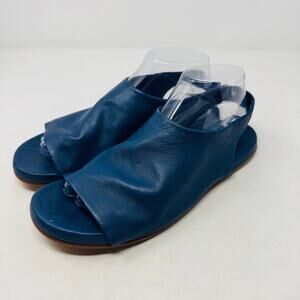 COS Blue Leather Sandals Size 40 | Modern Minimalist Slide Flats